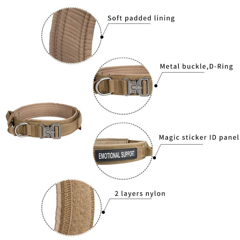 Large Tactical Dog Collar Adjustable Small Tactical Dog Harness and Bungee Dog Leash with Handle - PawsPlanet Australia