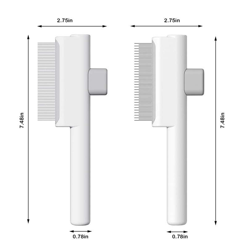 Pet Grooming Combo - Flea Comb(Dense Teeth) and Pet Hair Removal Comb(Long & Short Stainless Steel Teeth) with Release Button for Grooming Massaging and Cleaning Remove Fleas on Cat and Dog White Flea Comb+Grooming Comb - PawsPlanet Australia