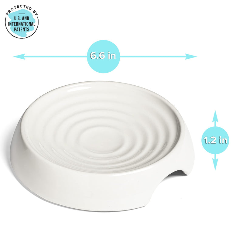 CatGuru Cat Bowls, Whisker Stress Free Cat Food Bowl, Reliefs Whisker Fatigue, Wide Cat Bowl, Non Slip Cat Food Bowls, Shallow Cat Dish, Cat Feeding & Watering Supplies (Ceramic, White) 1 Count (Pack of 1) white us - PawsPlanet Australia