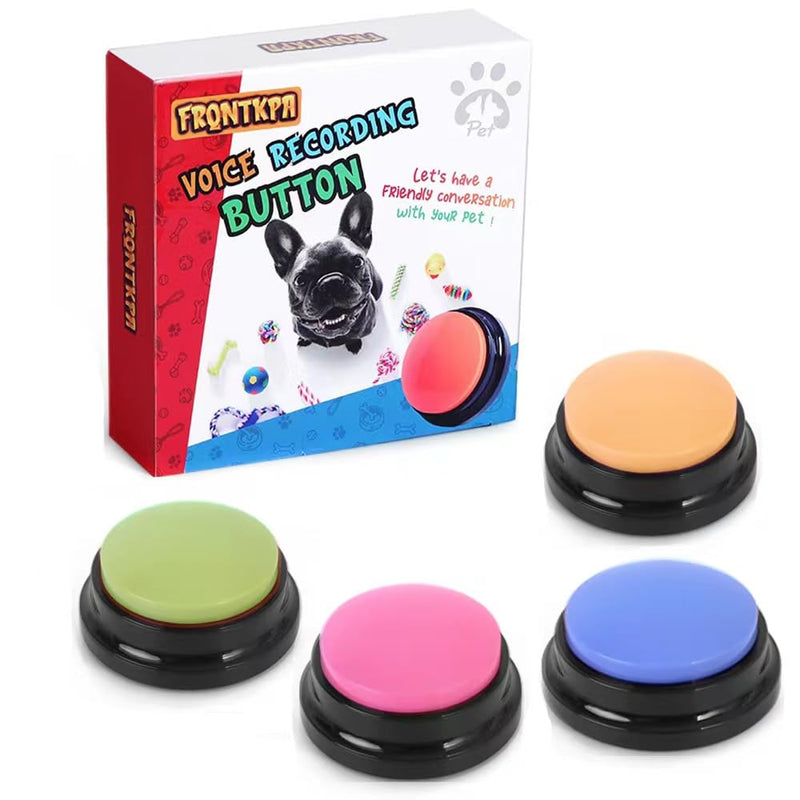 4 Color Voice Recording Button, Dog Buttons for Communication Pet Training Buzzer, 30 Second Record & Playback, Funny Gift for Study Office Home (Purple, Green, Yellow, Pink)