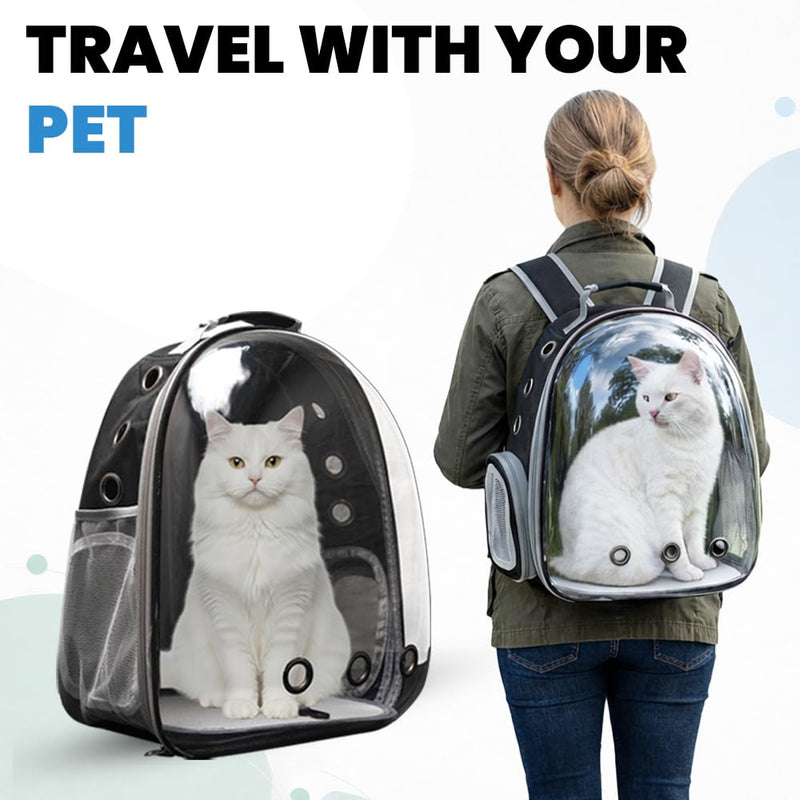 Cat Carrier Backpack, Airline Approved Bubble Pet Carrier Backpack for Small Medium Dogs Cats, Transparent Space Cat Backpack for Hiking Camping Travel Outdoor Use - PawsPlanet Australia