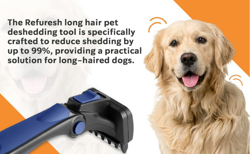 medium, blue Deshedding Brush for Long Hair Dogs, Cats & Pets - Lightweight Brush for Shedding & Grooming - Deshedder Supplies Medium - PawsPlanet Australia