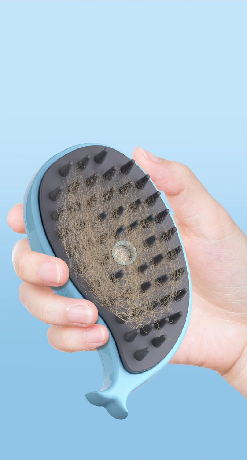 Cat steam brush，Pet steam brush，Cat steam brushes for indoor cats，3 In 1 Cat Steamy Brush,Cat brush with steam，Dog brush，Cat hair steam brush (Beige Avocado) (Beige Avocado) (Blue Fish) Blue Fish - PawsPlanet Australia