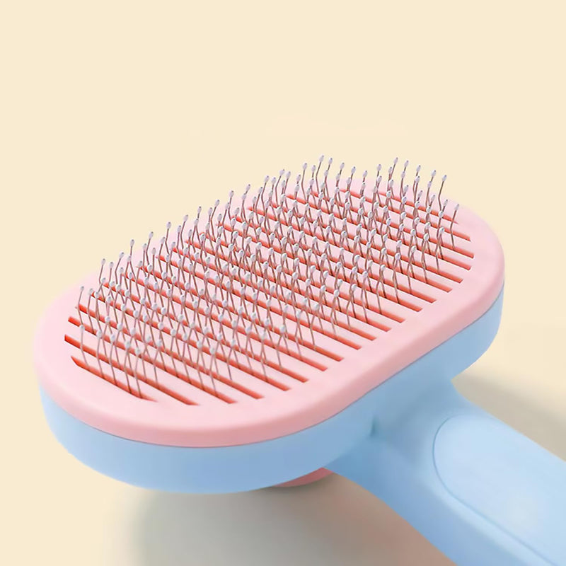 Cat Brush, Dog Brush, Self Cleaning Slide Brush, Pet Grooming, SheddingHair, Fluffy Dog Hair Puppy Kitten, Pet Accessories. (blue) blue - PawsPlanet Australia