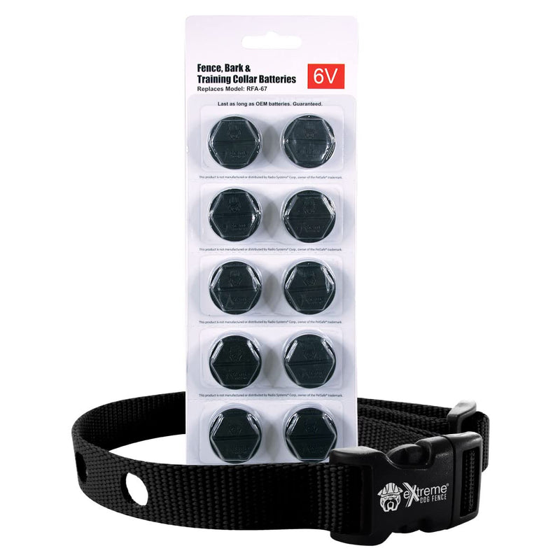 Black Heavy Duty Nylon Replacement Dog Collar Strap with RFA-67 Batteries - Compatible with Most PetSafe In-Ground and Wireless Fence Receiver Collars (Bundle 2)