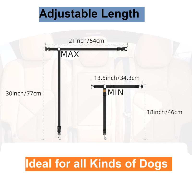 3 Pack Dog Seat Belt for Car, Car Headrest Restraint Adjustable Nylon Fabric, Dog Restraints Vehicle Seatbelts Harness - PawsPlanet Australia