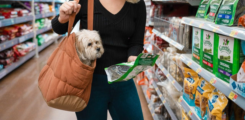 NoblePup Plush Dog Purse Carrier for Small Dogs, Soft Dog Tote Bag with Safety Harness Clip, Cozy Pet Carrier for Dogs Under 15 lbs, Comfortable Shoulder Carrier for Travel, Brown 2.0