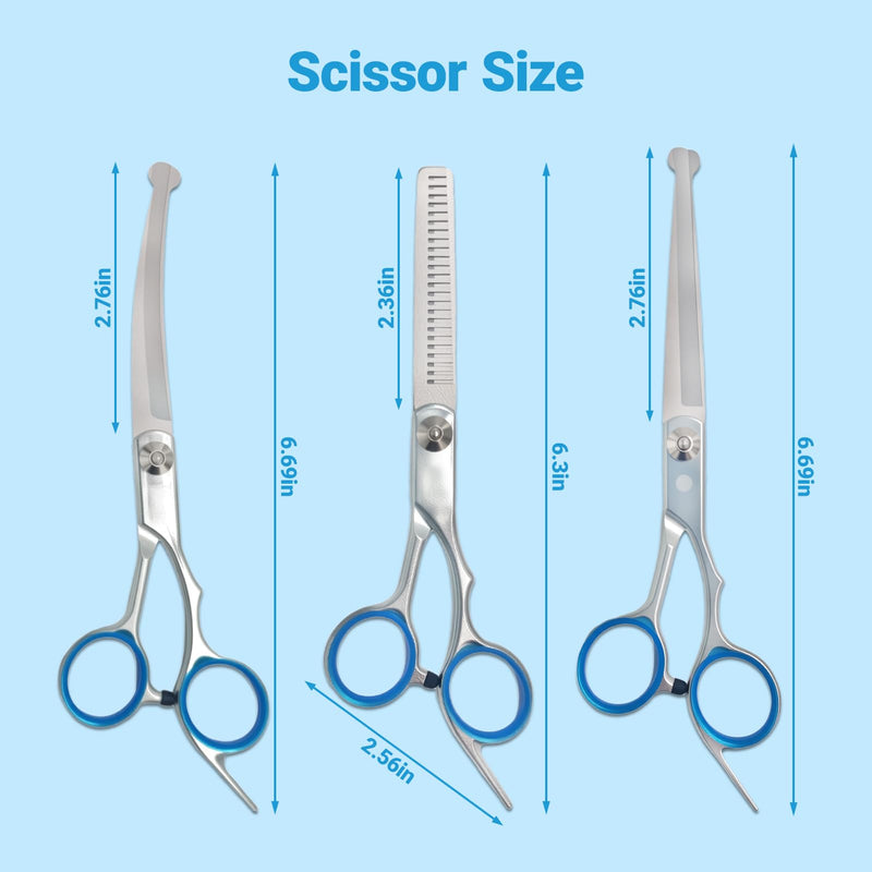 4 in 1 Dog Grooming Scissors,Premium Dog & Cat Grooming Scissors Kit with Safety Round Tips,Professional Thinning Shears Pet Shears for Pet Supplies - PawsPlanet Australia