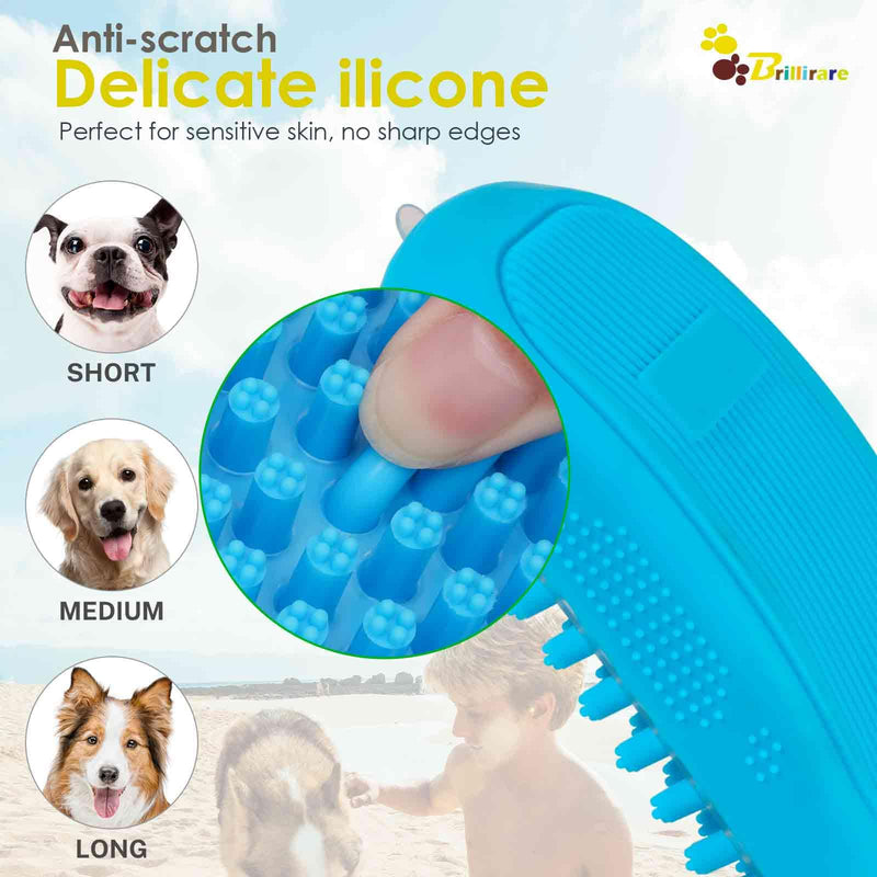 Dog Grooming Brush, Premium Soft Silicone Pet Bath Brushes, Rubber Massage Shampoo Soothing Comb Scrubber for Wet Dry Long Short Haired Dogs & Cats Massaging, Deshedding Shower - PawsPlanet Australia