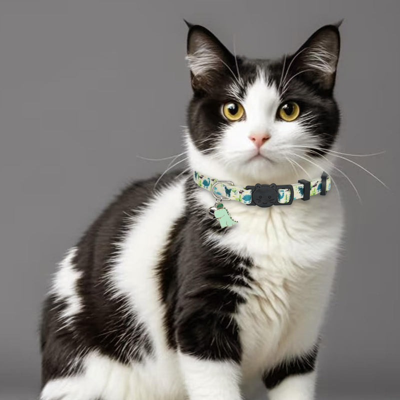 Cat Collar Breakaway, 2 Pack Cotton Cats Collars with Bells, Cute Dinosaurs Shaped for Girl Boy Kittens 7-11'' Dinosaur - PawsPlanet Australia