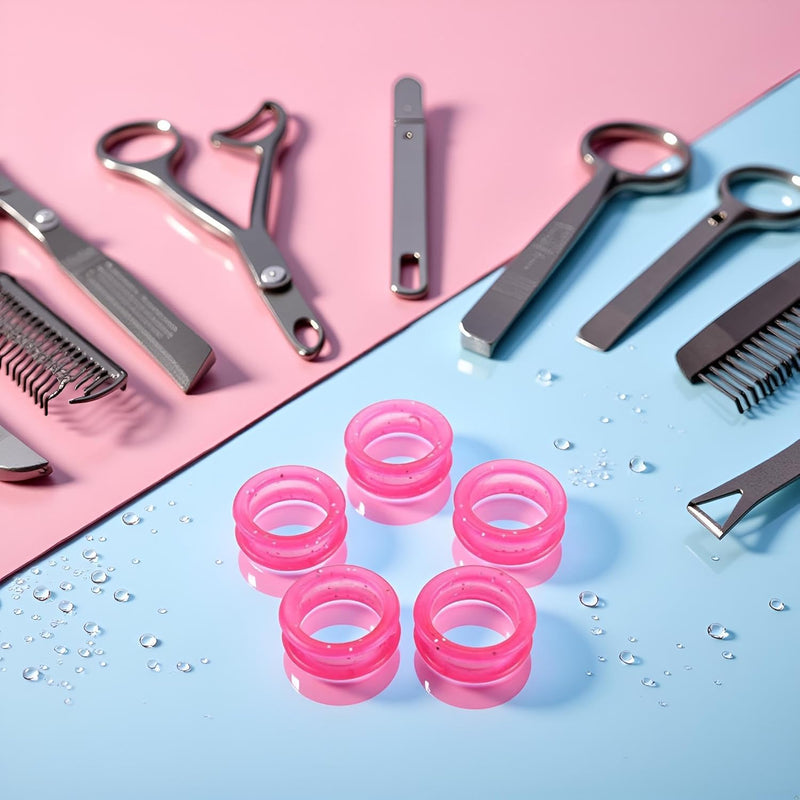 5 Pcs Pink Silicone Finger Rings for Hair Cutting Scissors, Silicone Finger Rings Grips Grooming Shear Thumb Inserts Finger Protector Ring for Barber Hair Cutting Scissors Pet Shears - PawsPlanet Australia