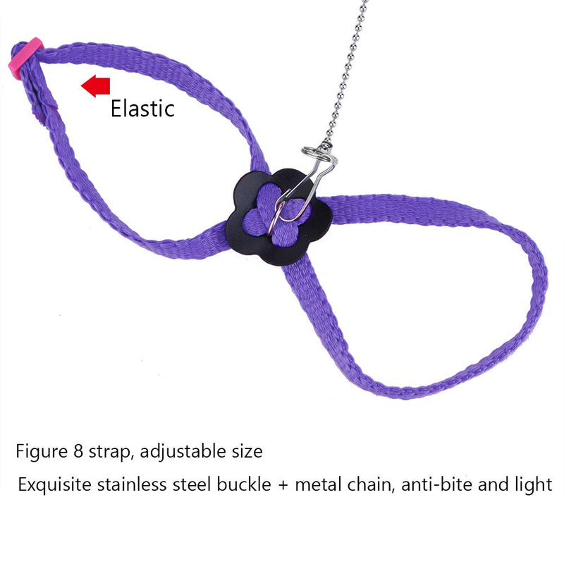 ViaGasaFamido Birds Harness, 1.2M Adjustable Small Birds Harness Leash Anti-bite Birds Belt Outdoor Flying Training Rope Purple