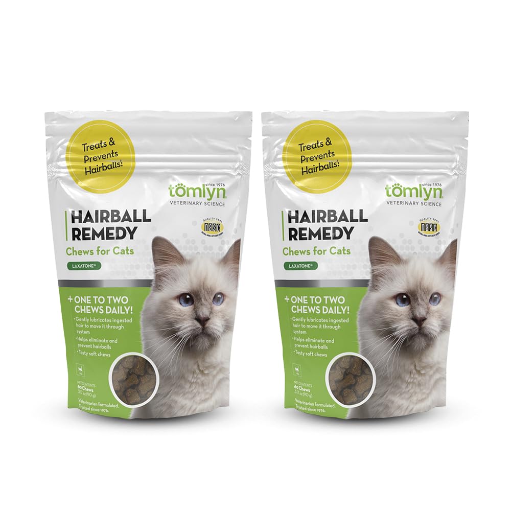 Tomlyn Laxatone Chicken-Flavor Hairball Remedy Chews for Cats and Kittens, 2-Pack