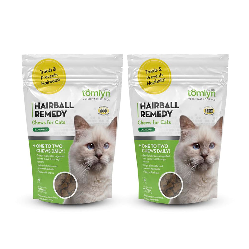 Tomlyn Laxatone Chicken-Flavor Hairball Remedy Chews for Cats and Kittens, 2-Pack