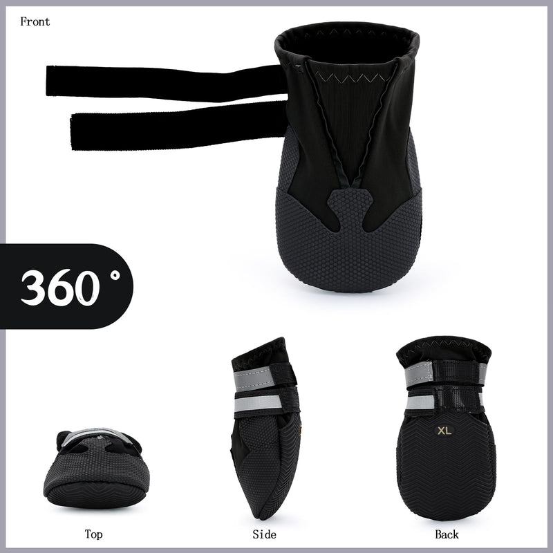 Winter Dog Boots - Non-Slip Dog Shoes for Snow/Summer Hot Pavement, Reflective Dog Booties & Paw Protectors for Medium/Large Dogs L Black - PawsPlanet Australia