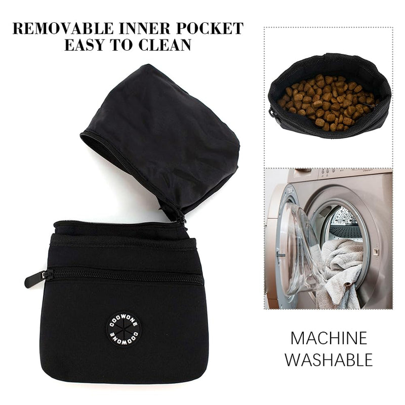 COOWONE Dog Treat Pouch with Pet Training Clicker, Detachable Dog Puppy Training Treat Bag, 900D Oxford Cloth Magnetic Closure Small Dog Poop Bag Holder for Travel or Outdoor Use Black - PawsPlanet Australia