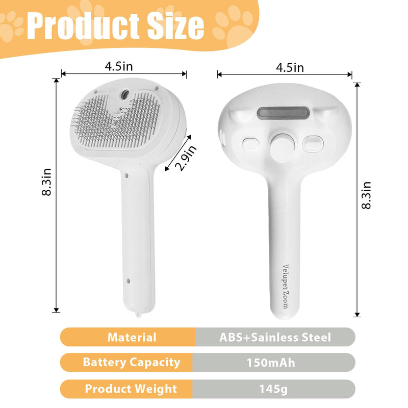 Cat Steam Brush for Shedding, Pet Steam Brush for Dog with Release Button,Anti-Static Pet Spray Hair Removal Comb,Cat Spray Comb for Long & Short Haired Pets,White White - PawsPlanet Australia