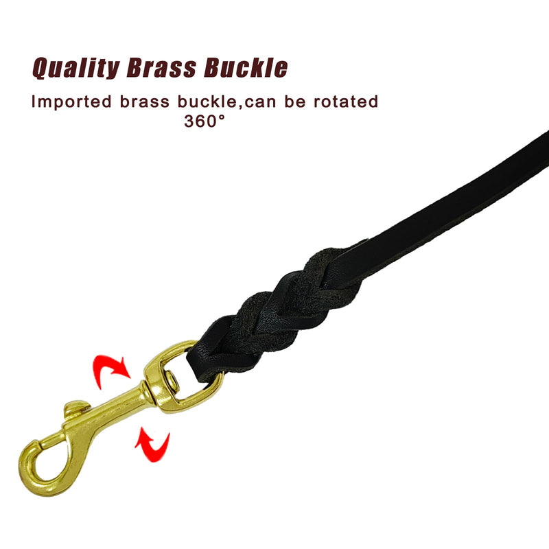 LWBMG Leather Dog Leash for Small Dogs 6ft,Thin Leather Braied Dog Leash, Soft Genuine Leather Dog Training Leash for Small & Medium Dogs （3/8" X 6', Black） braided - PawsPlanet Australia