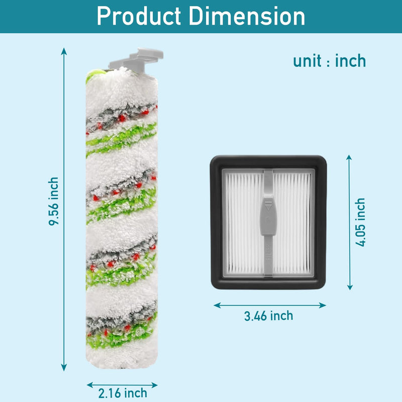 6 Pack Brushes and Filters Replacement Compatible with Bissell Crosswave X7 Pet Pro 3279 3277 3011 3055 Multi-Surface Wet-Dry Vacuum, 3 Roller Brushes, 3 HEPA Filters, 1 Cleaning Brush 6