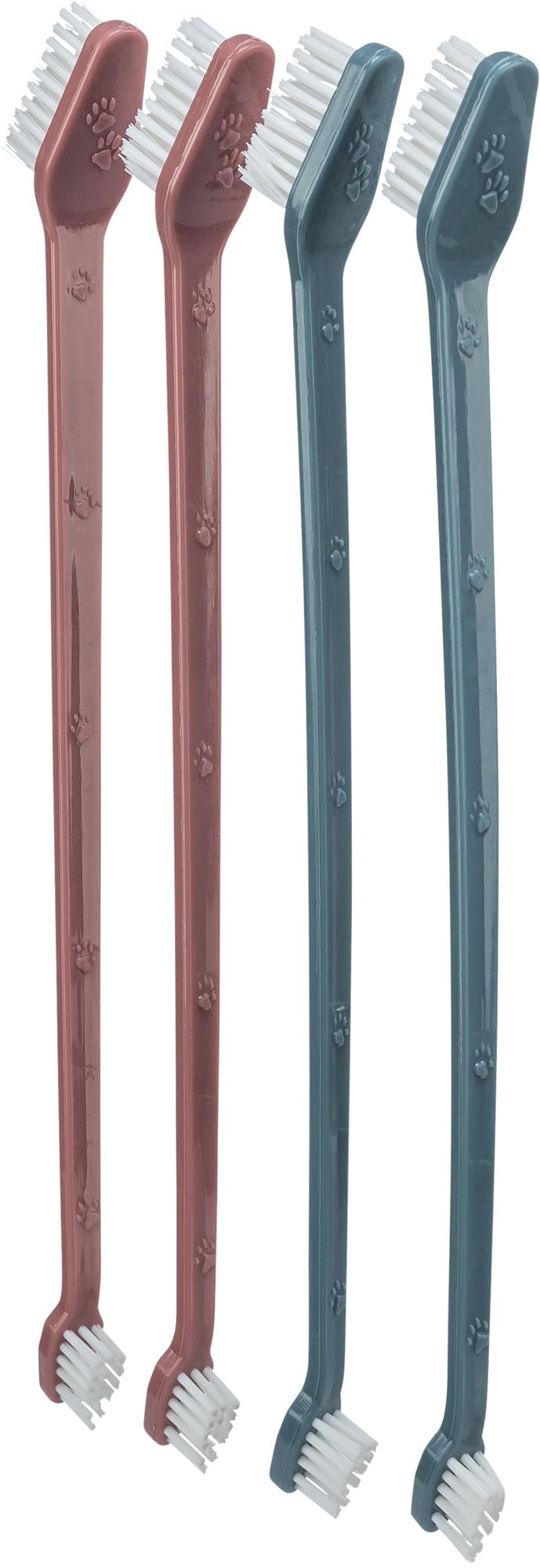 TRIXIE Toothbrush Set for Dogs and Cats - 4 Pieces - 23 cm - Red and Blue - Targeted Cleaning All Teeth - 2558 (Pack of 3)