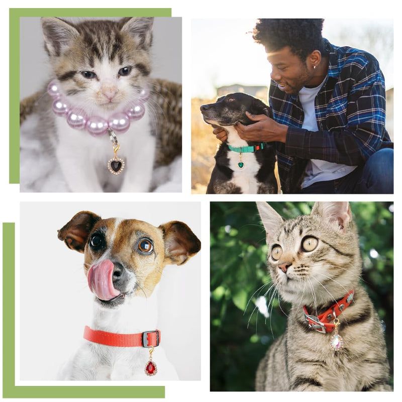 12pcs Heart Collar Pendants for Cat Dog, Teardrop Jewelry Charms Rhinestone Pet Collar Pendants Clip-on Charms for Bag Decor Keychain Pet Necklace Training Home Decoration - PawsPlanet Australia