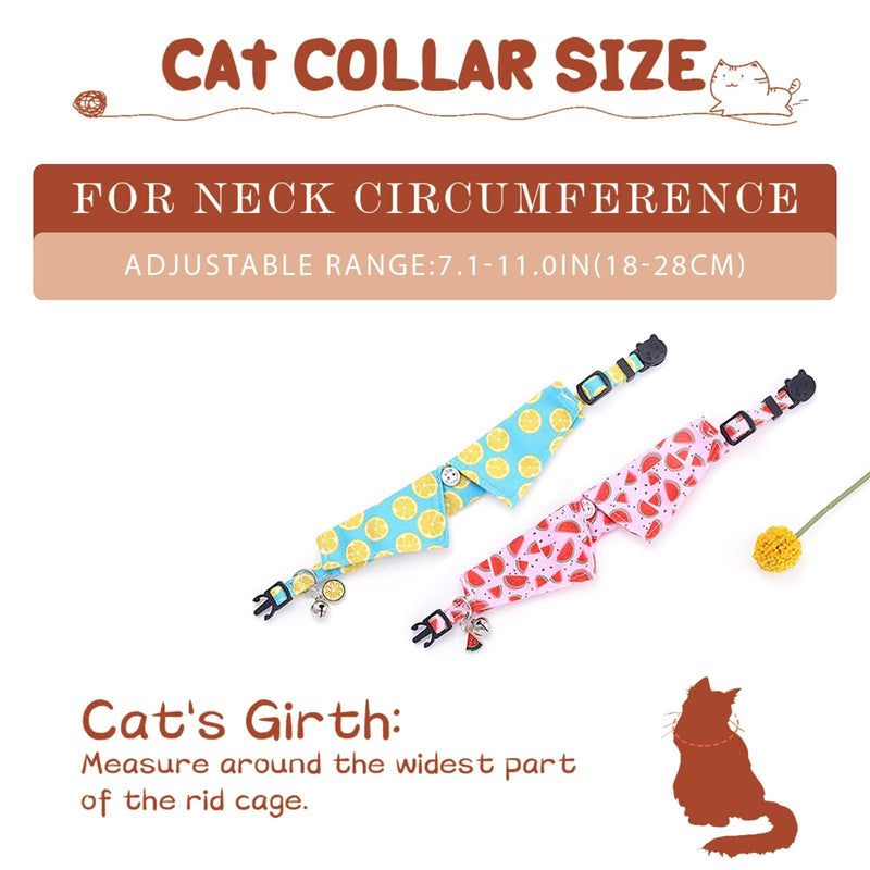 Campsis 2 Pack Breakaway Cat Collars Furit Pattern Cat Collar Safety Adjustable Flower Kitten Collar with Removable for Boy Cats and Girl Cats (Fruits pattern) Fruits pattern - PawsPlanet Australia