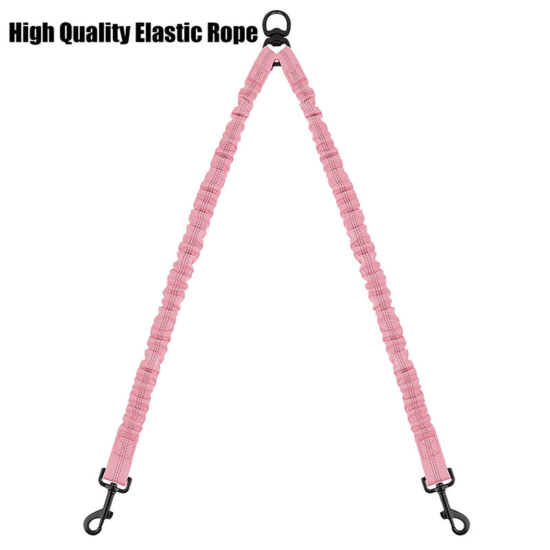 Pet Double Dog Leash, Comfortable Shock Absorbing Reflective Bungee Lead Walk 2 Dogs with Ease, 360° Swivel No Tangle Double Dog Walking &Training Leash, Dual Dog Leash Accessory (Pink) Pink - PawsPlanet Australia