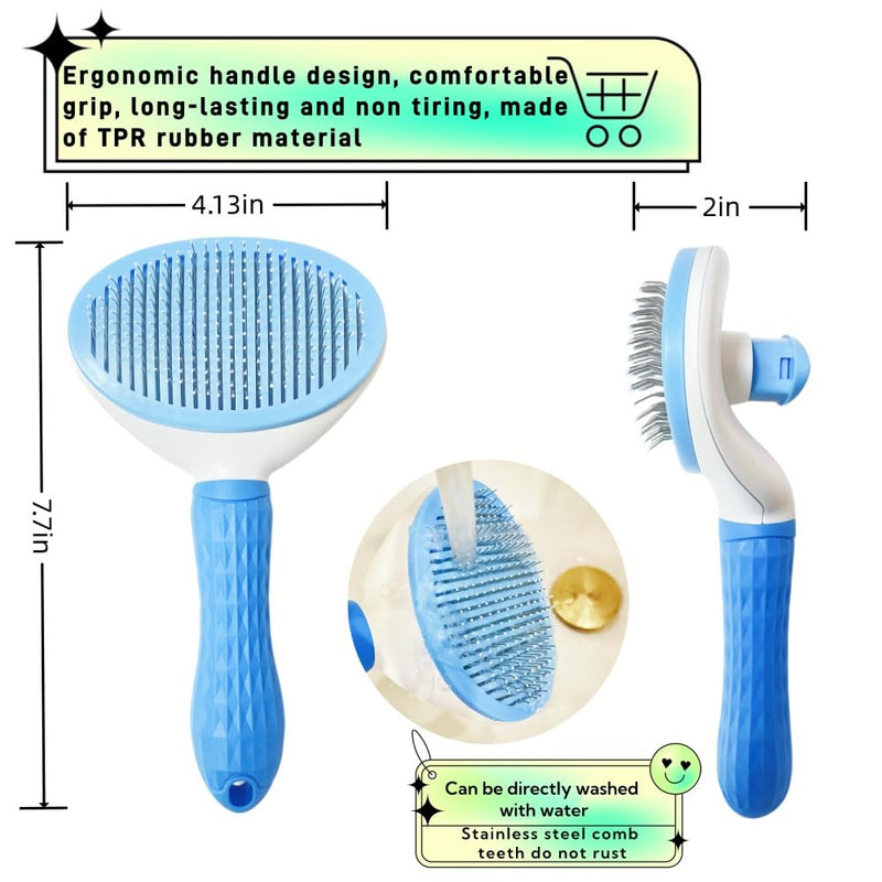 Cat Brush Self Cleaning, Ergonomic Handle,Slicker Cat Brush with Release Button,Tool Suitable for Cats And Dogs Pet Hair Cleaner, Easy to Remove Loose Undercoat ﻿ ﻿ - PawsPlanet Australia