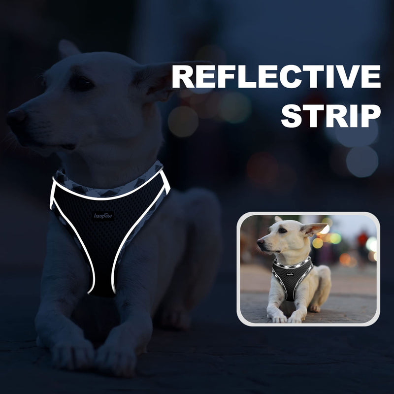 haapaw Dog Harness with Leash Set, No Pull Adjustable Reflective Step-in Puppy Harness with Thickened Padded Vest for Extra-Small/Small Medium Dogs M Black - PawsPlanet Australia