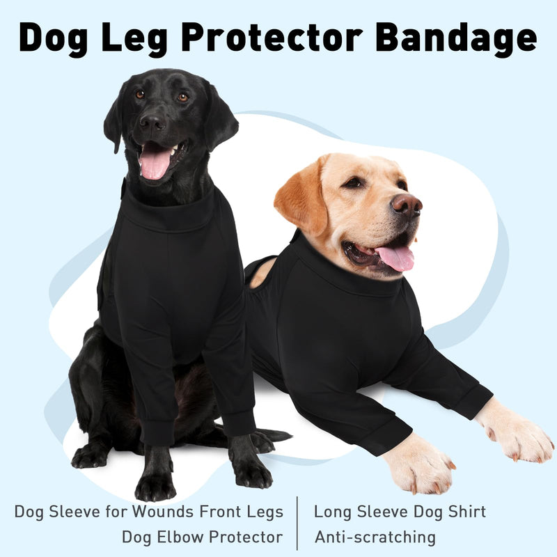 ROZKITCH Dog Surgery Recovery Sleeve Front Legs, Pet Anti Licking Wound Elbow Brace Elbow Protector, Dog Recovery Suit Cone Collar Alternative for Joint Care ACL CCL Arthritis Sprain Black 2XL 2XL(Chest Girth:29.9"-37") - PawsPlanet Australia