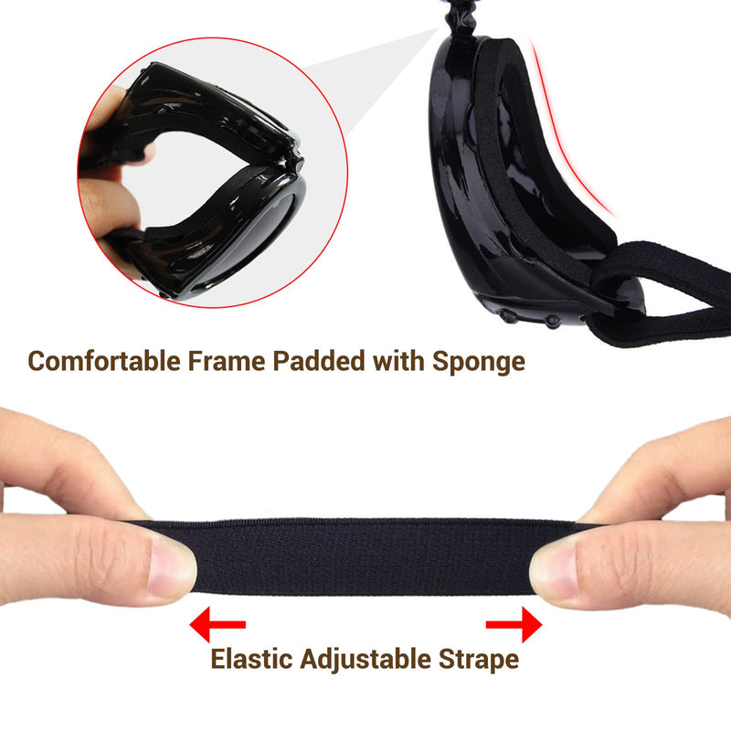 Dog Sunglasses with Adjustable Straps Dog Goggles for Small Breed Windproof Proof UV Protection Small Dog Goggles -Black Black - PawsPlanet Australia