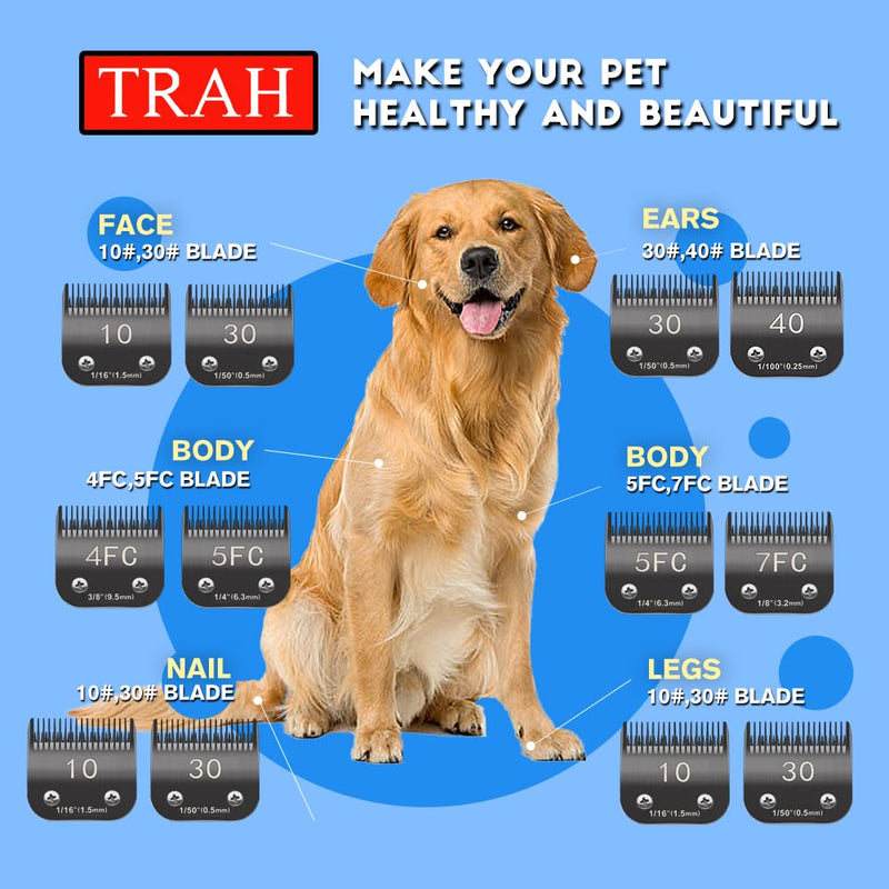 TRAH 5FC Blade Dog Grooming Clipper Replacement Blades Compatible with Andis Dog Clippers,Most A5, Wahl KM Series Clippers,Detachable Ceramic Blade,Size-5FC, 1/4-Inch Cut Length (6.3mm) Black 5FC 6.3mm - PawsPlanet Australia