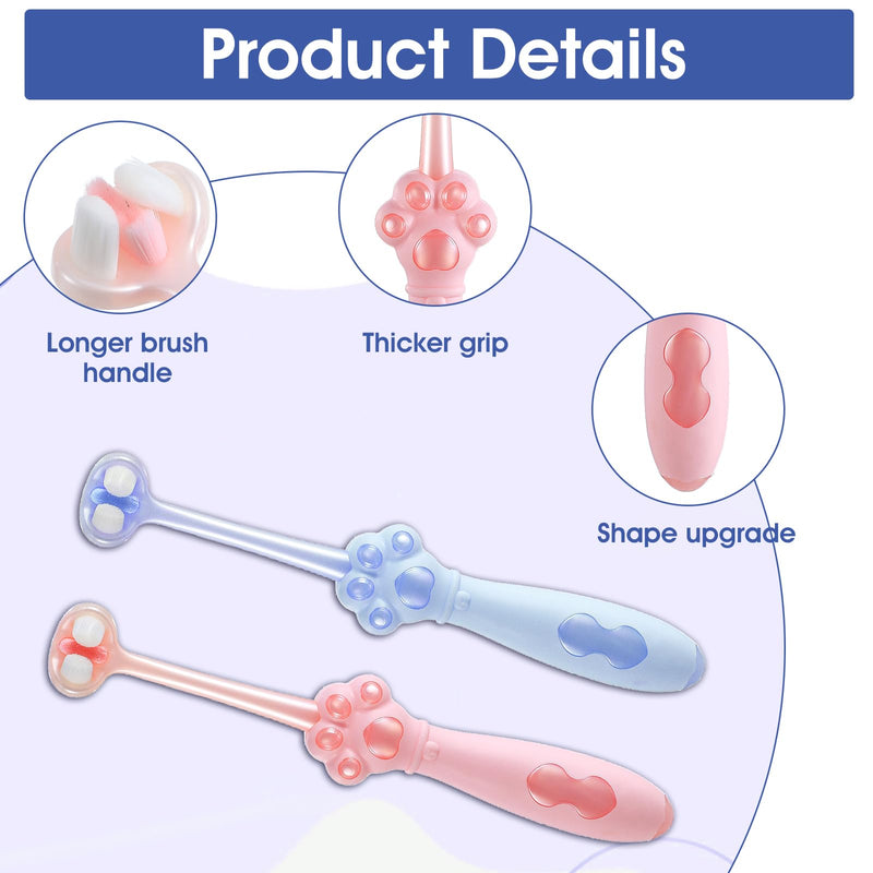 2-Pack 3 Sided Dog Toothbrush for Small & Medium Dogs | Professional Puppy Dental Care Toothbrush with Advanced Bristle Technology | Effective Plaque Remover, Easy to Use Pet Oral Health Supplies - PawsPlanet Australia