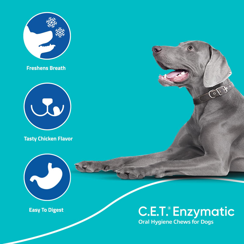 Virbac C.E.T.® Enzymatic Oral Hygiene Chews for Dogs, Large - Plaque & Tartar Control - Single Layer Beefhide with Exclusive Dual-Enzyme System & Tasty Chicken Flavor - Easy to Give Dog Dental Chew 1.13 Pound (Pack of 1) - PawsPlanet Australia