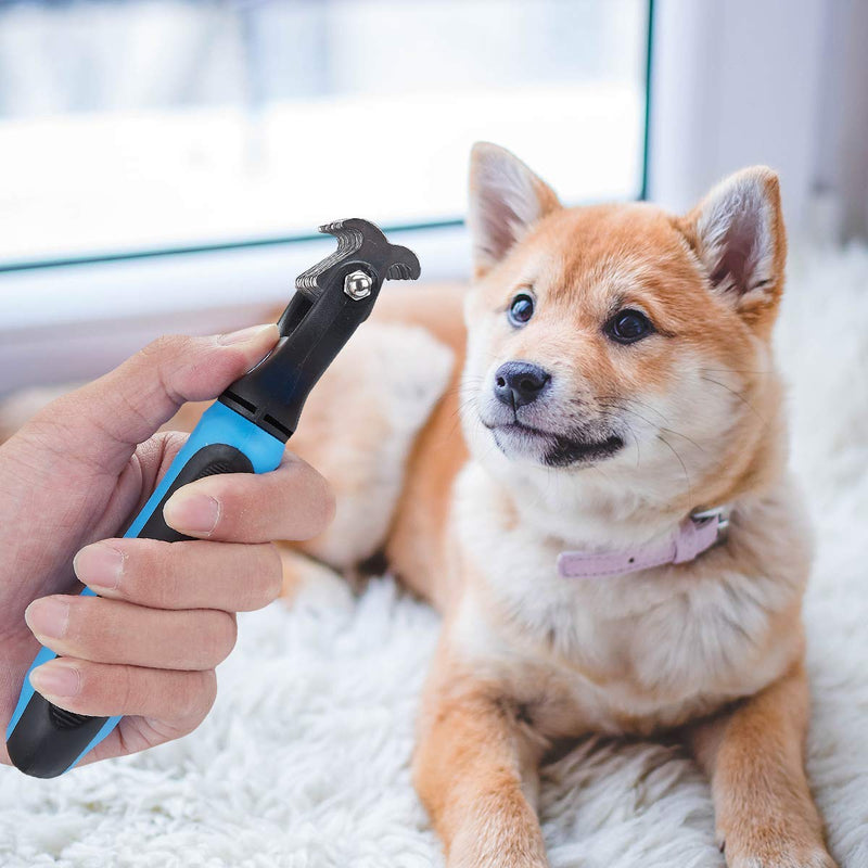 Pet Grooming Tool - 2 Sided Undercoat Rake for Cats and Dogs - Safe Dematting Comb for Easy Mats & Tangles Removing - No More Nasty Shedding and Flying Hair blue other - PawsPlanet Australia