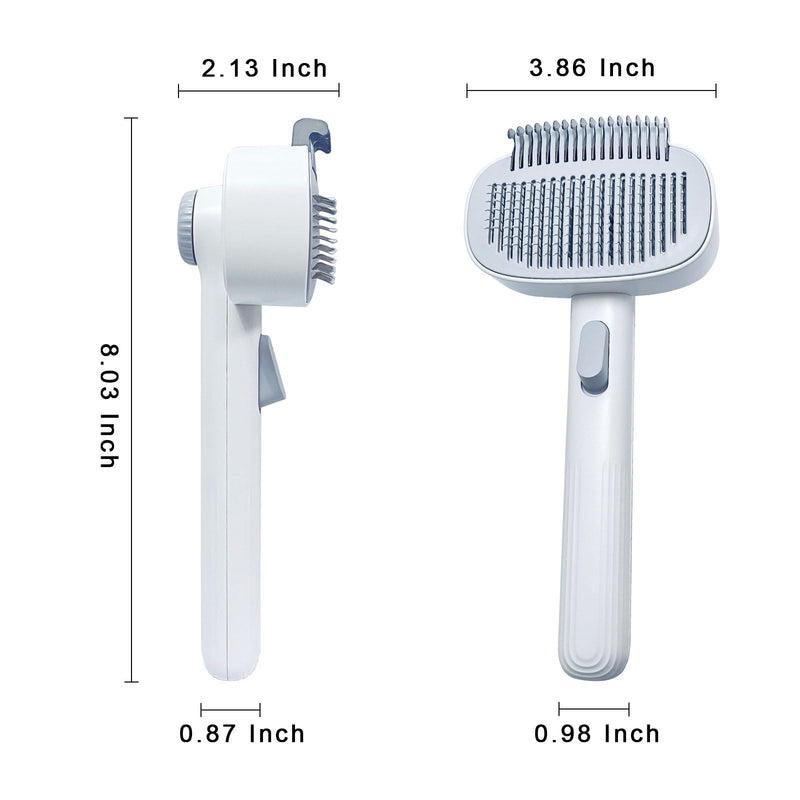 2-in-1 Dog & Cat Grooming Brush – Adjustable Deshedding Comb & One-Touch Clean | Skin-Safe Rake for Mats, Tangles, Shedding | Long/Short Hair Pets - PawsPlanet Australia
