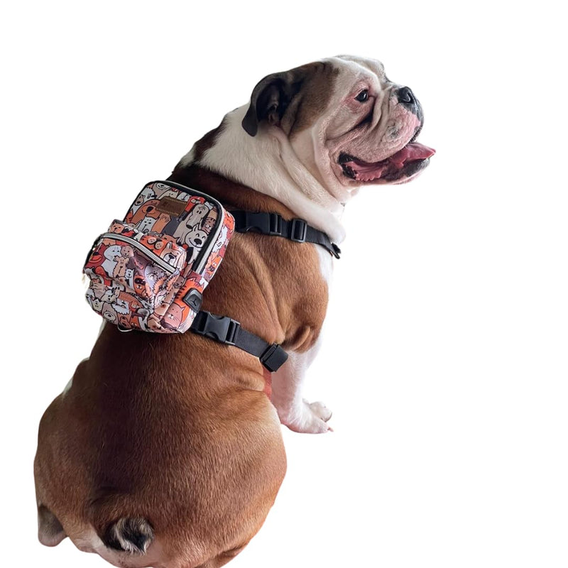 PawLook Design Dog Backpack Harness with Leash-Stylish Dogbagpack-Poop Bag Dispenser Dog Backpack-Dog Self Carrier Backpack-Dog Bag Vest with D-Ring-Backpack for Dogs to Wear-1 Piece (Paws, S) Paws - PawsPlanet Australia