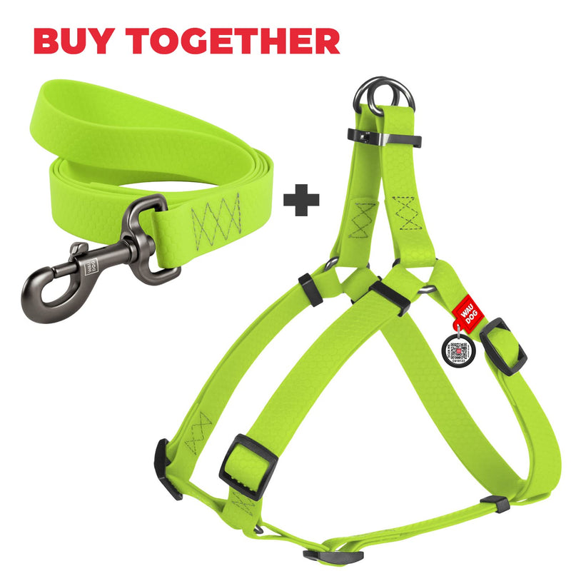 Waterproof Dog Harness - Adjustable Dog Harness for Large Dogs, Small and Medium Dogs - Heavy Duty Dog Harness with Durable Metal Clasp and QR Dog Tag - Boy & Girl Dog Harness L: 27-35" Green - PawsPlanet Australia