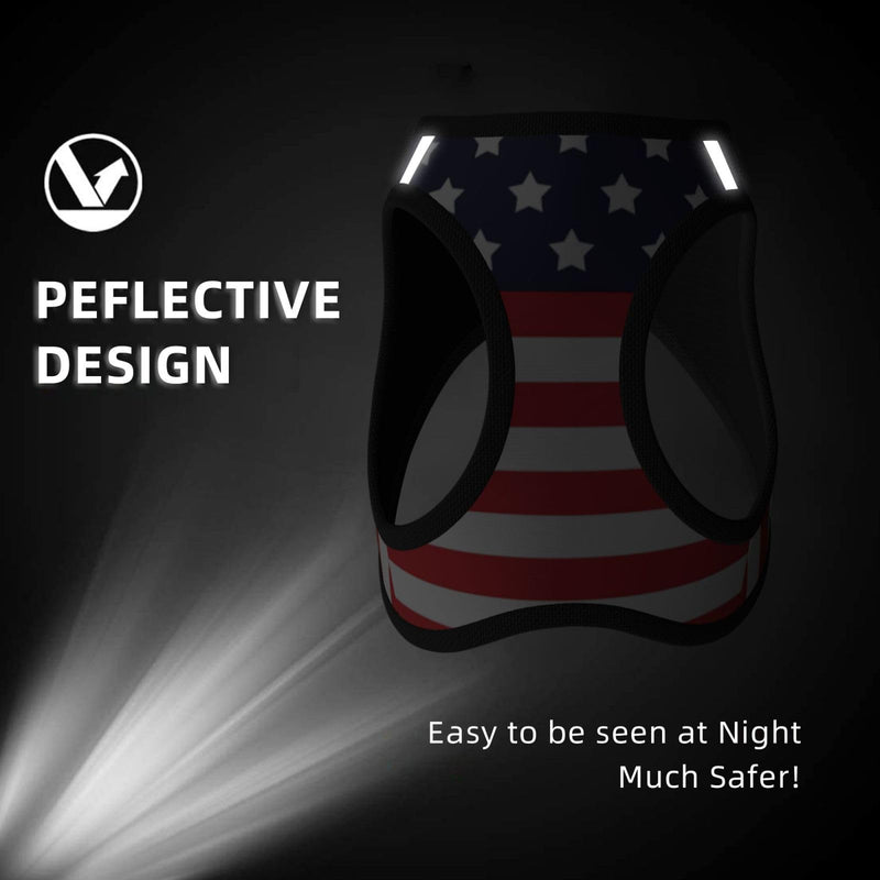 American Star Flag No Pull Dog Harness and Leash Set, Reflective Vest for Small Dogs, Adjustable Breathable Cute Classic Mesh Puppy Harness for Walking Hiking,Small American Star Flag - PawsPlanet Australia