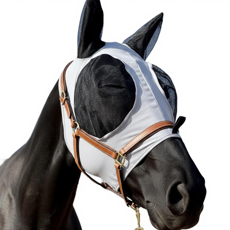 Horse Fly Mask with Ears - Breathable Stretchable for Mosquito Protection, Full Eye Cover, Outdoor Pasture Use