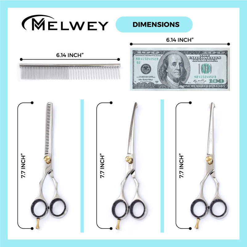 Left-Handed Pet dog Grooming Scissors Set Pro-Grade Curved Shears for Dogs Cats - Precision Crafted Sharp Blades Comfort Grip - Ideal for Cutting Curving Thinning (LH Round Tip Kit) LH Round Tip Kit - PawsPlanet Australia