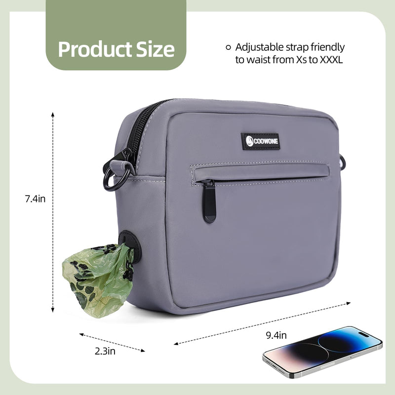 Dog Training Treat Pouch for Treats, Kibbles, Toys, Fanny Pack with Small Pouch, Cross-Body Bag Built in Poop Dispenser, Pet Food Carrier Bag Outdoor Travel Shoulder Bag (Light Gray) Light Gray - PawsPlanet Australia