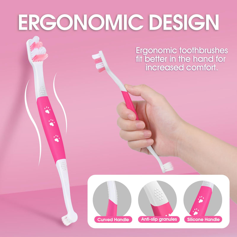 Dog Toothbrush – Newly Upgraded Dual-Head Design with 60° Wavy Bristles + Natural Coconut Oil Cat & Dog Toothpaste
