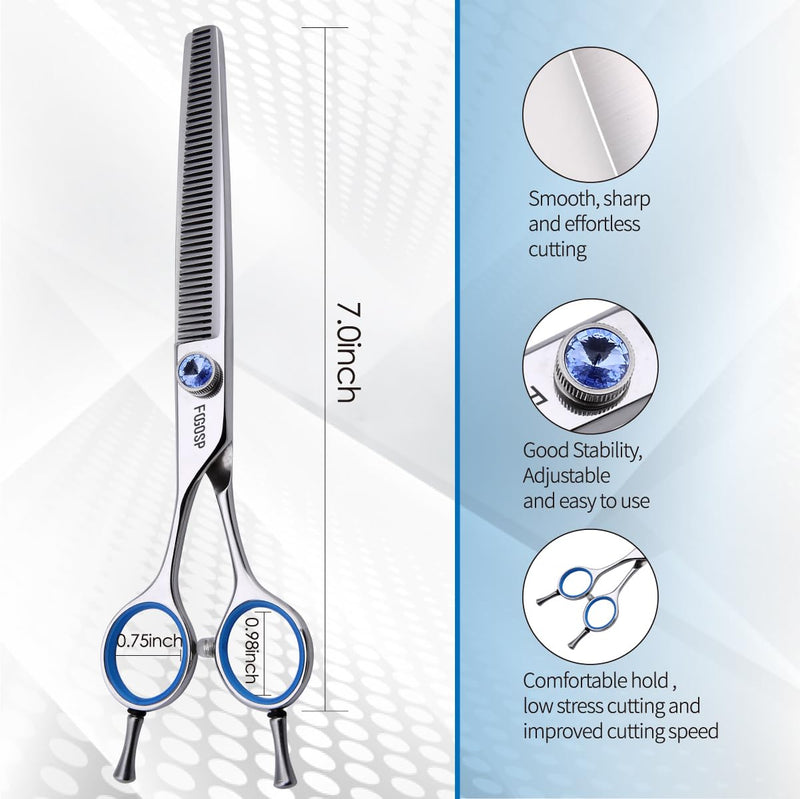 Left Handed Thinning Shears for Dogs 7in Professional Dog Thinning Shears for Grooming 56 Teeth Dog Grooming Scissors for Pet Cat Japanese 440C Stainless Steel(7.0'' Blending) 7.0 inch - PawsPlanet Australia