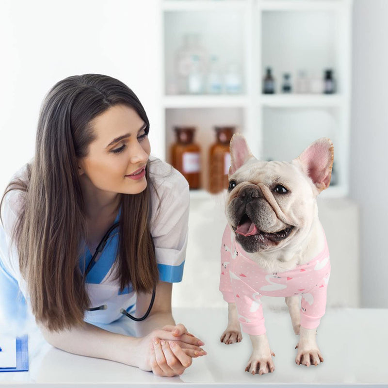 Etdane Dog Surgical Recovery Suit Pet After Surgery Onesies Long Sleeve for Female Male Doggy Alternative Cone E-CollarPink Swan/XL XL(Back:13.7"/35cm;Chest:20.4"/52cm) Pink Swan