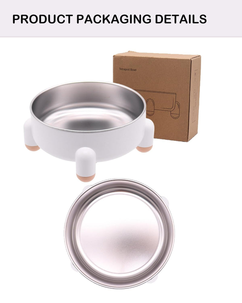 Stainless Steel Raised Cat Bowls – 2 Pack Elevated Food & Water Dishes for Cats & Kittens, 700ml Large Capacity Each, Whisker-Friendly, Non-Slip Base, Dishwasher Safe, Easy to Clean (White) White 2 Pcs