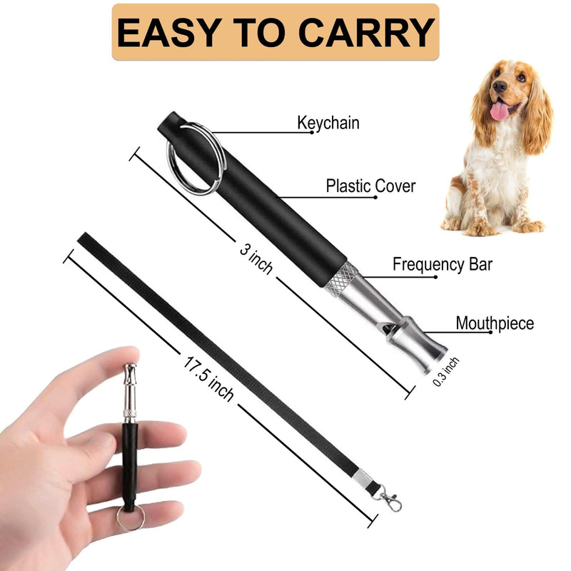 Dog Whistle with Strap Lanyards – 2 Pack Ultrasonic Silent Dog Whistle to Stop Barking Neighbour’s Dog – Stainless Steel High Frequency Professional Adjustable Dog Training Whistles