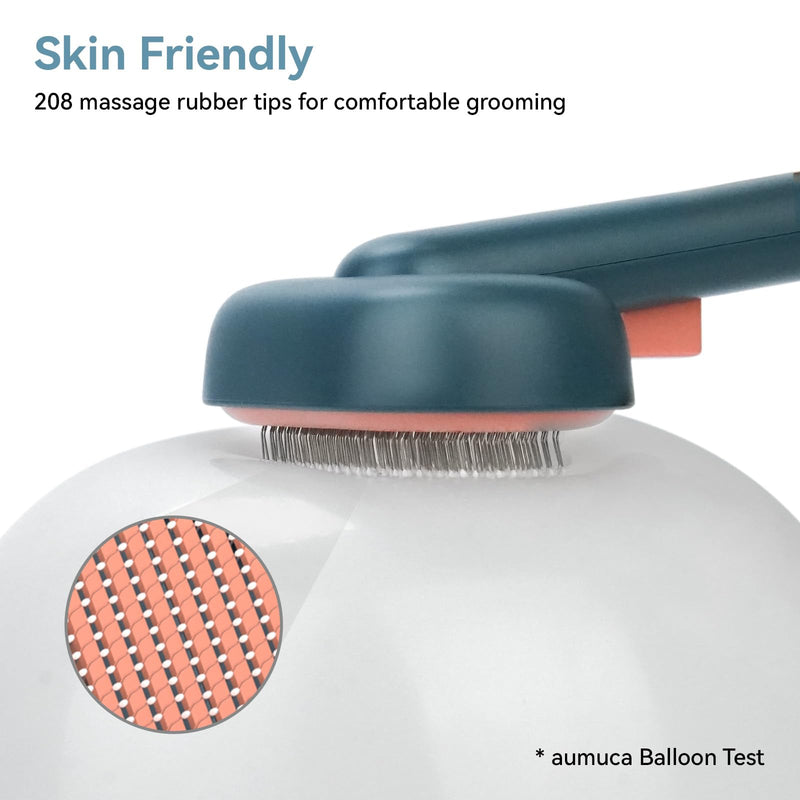 aumuca Cat Brush, Self Cleaning Pet Grooming Brush with Front Release Button, Cat Brushes for Grooming to Remove Loose Fur, Tangles & Dirt, Great for Long and Short Haired Cats Green - PawsPlanet Australia