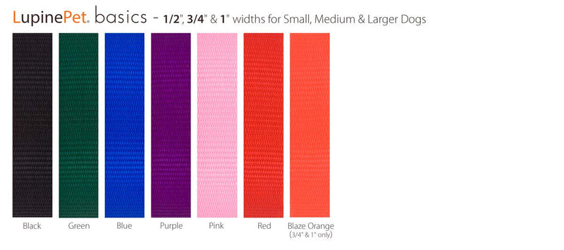 LupinePet Basics 3/4" Black 15-Foot Extra-Long Training Lead/Leash for Medium and Larger Dogs 3/4 inch wide; 15-foot - PawsPlanet Australia