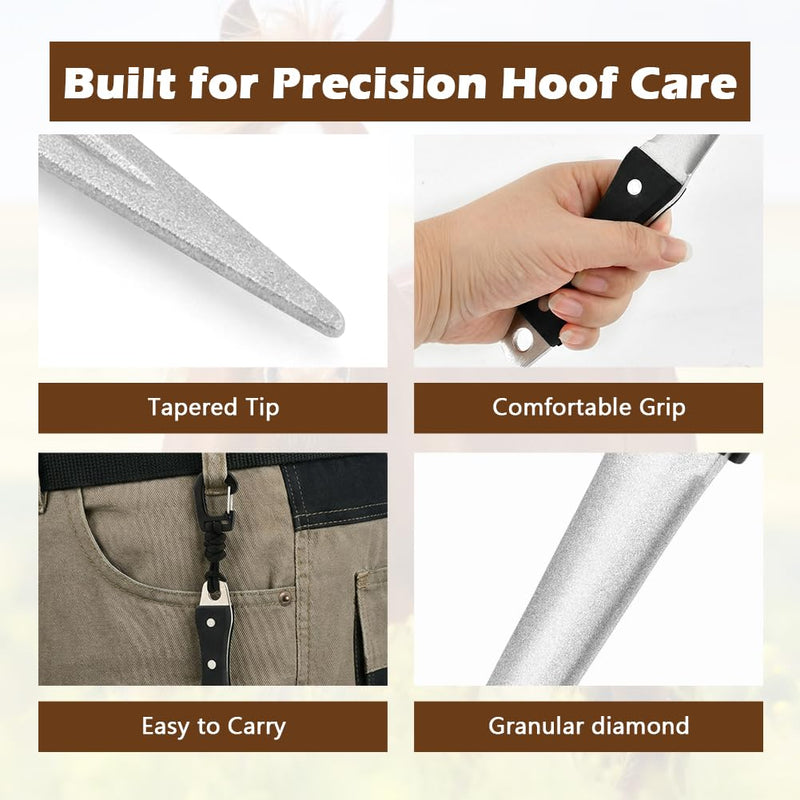 Hoof Knife Sharpener, Farrier Tool, Honing Rod with Solid Wood Handle, Portable Knife & Tool Sharpener with Lanyard for Hoof Care(Size:2 Pcs) 2 Pcs